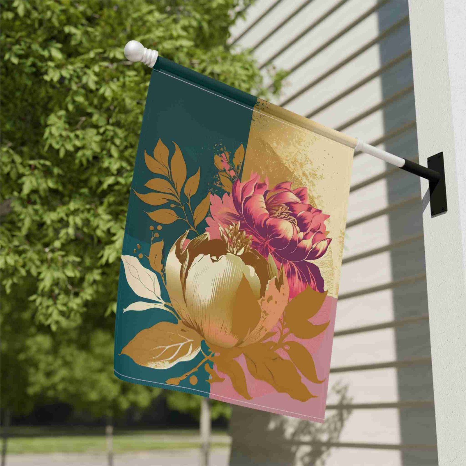 Gold and Mauve Flower Garden Flag - Image 10