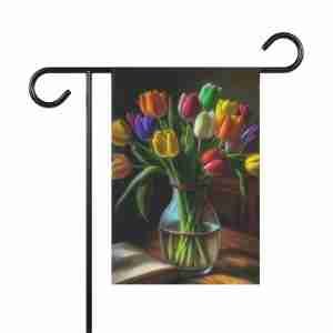 Vase of Tulips Garden Flag