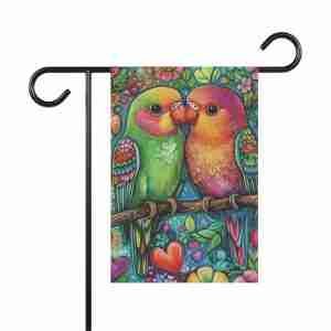Abstract Love Birds Garden Flag