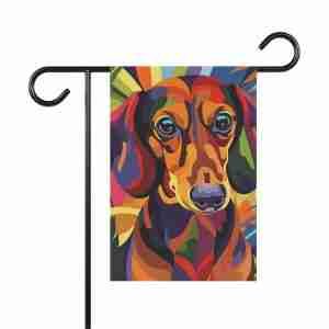 Abstract Colored Dachshund Garden Flag