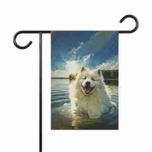 Samoyed Water Adventure Garden Flag