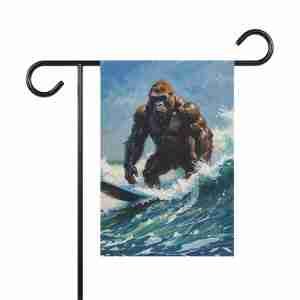 Surfing Gorilla Garden Flag