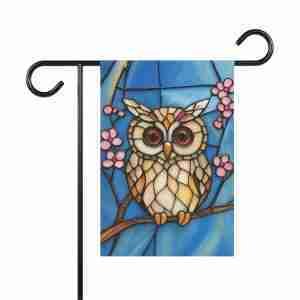Stained Glass Owl Garden Flag
