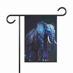 Blue Armor Elephant Garden Flag