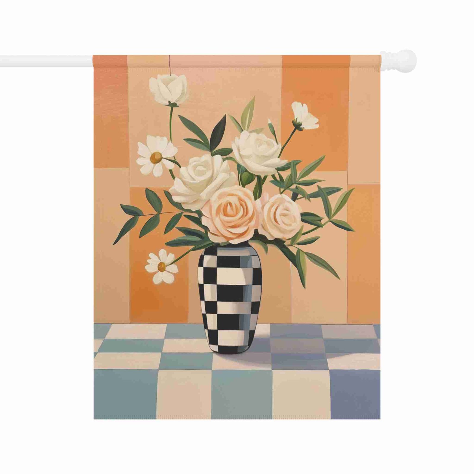 Abstract Checkered Vase Flower Garden Flag - Image 6