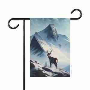 Deer and Snowy Mountain Garden Flag