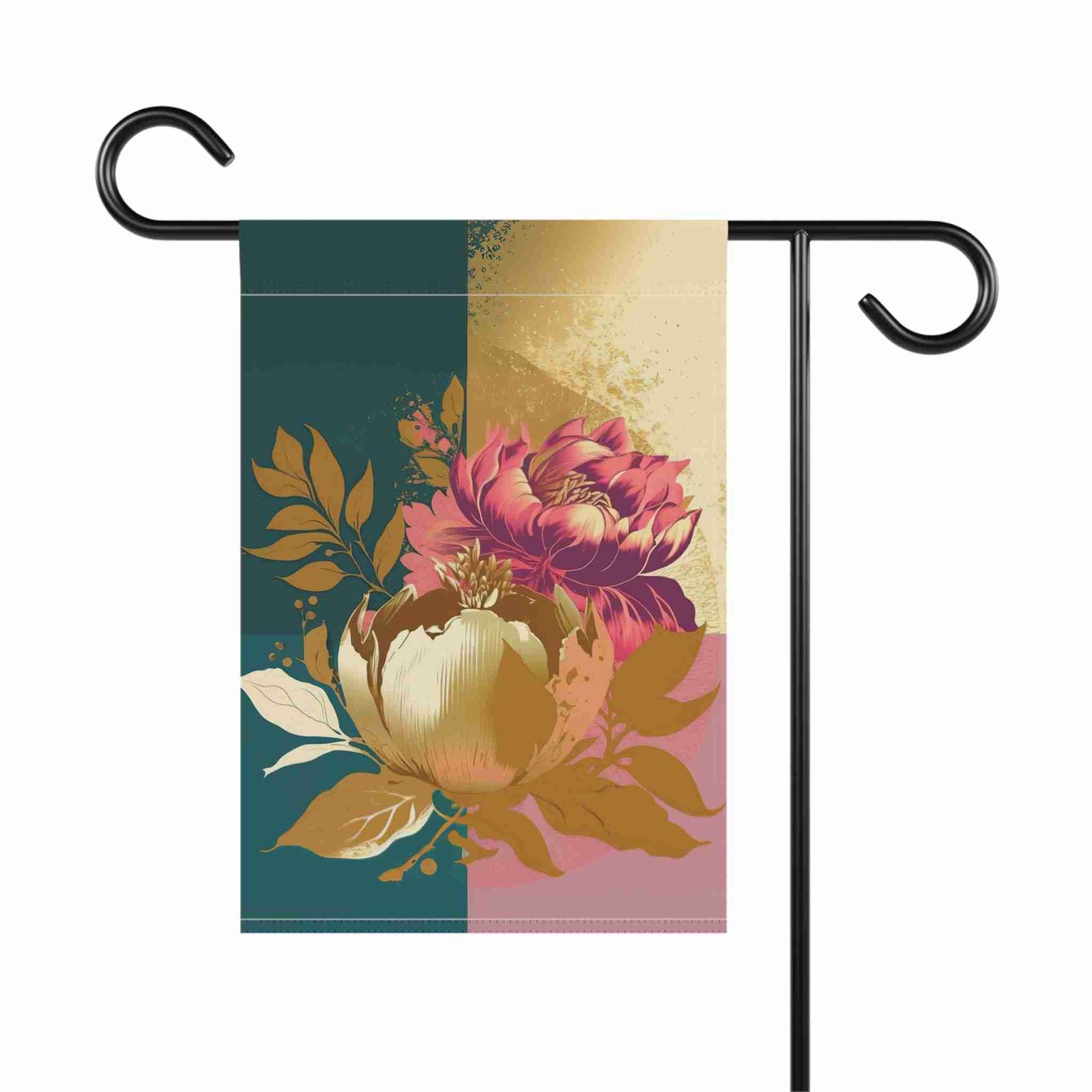 Gold and Mauve Flower Garden Flag - Image 2