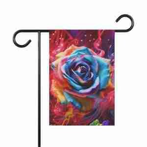 Abstract Blue Rose Garden Flag