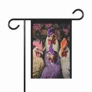 Angry Abstract Chickens Garden Flag