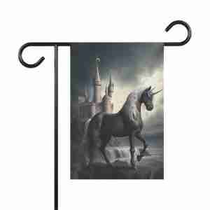 Black Unicorn Garden Flag
