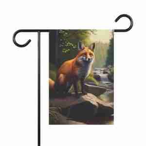 Red Fox by the Stream Garden Flag