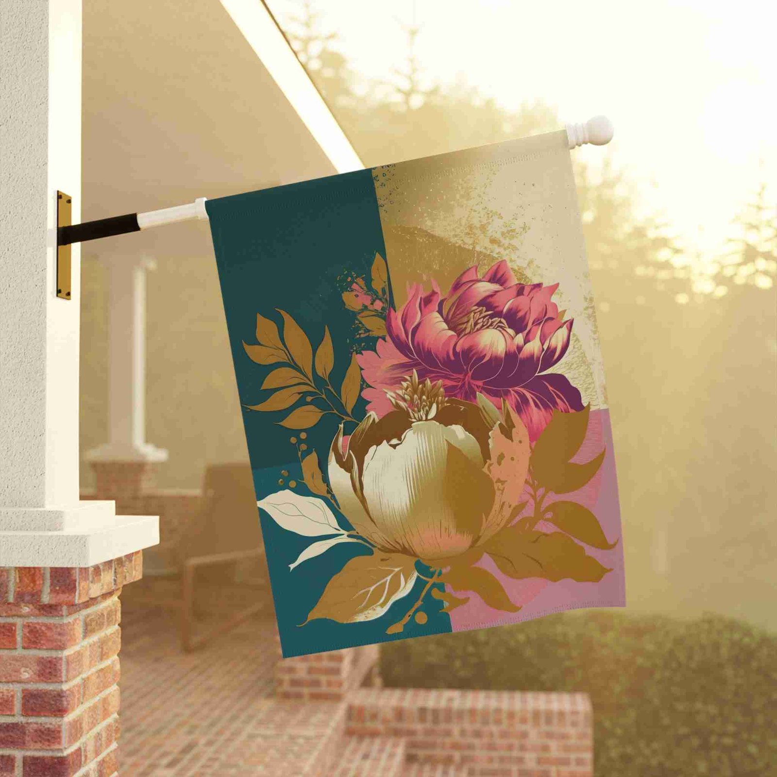 Gold and Mauve Flower Garden Flag - Image 9