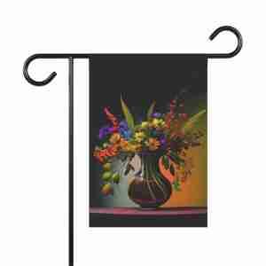 Black Vase Flowers Garden Flag