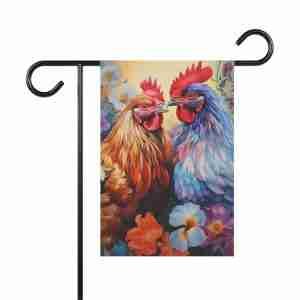 Colorful Roosters Garden Flag
