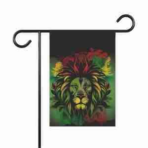 Vibrant Rasta Lion Garden Flag