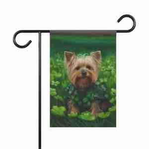 Yorkie in Clovers Garden Flag