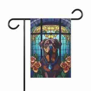 Stained Glass Blue Collar Rottweiler Garden Flag
