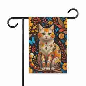 Abstract Ginger Cat Garden Flag