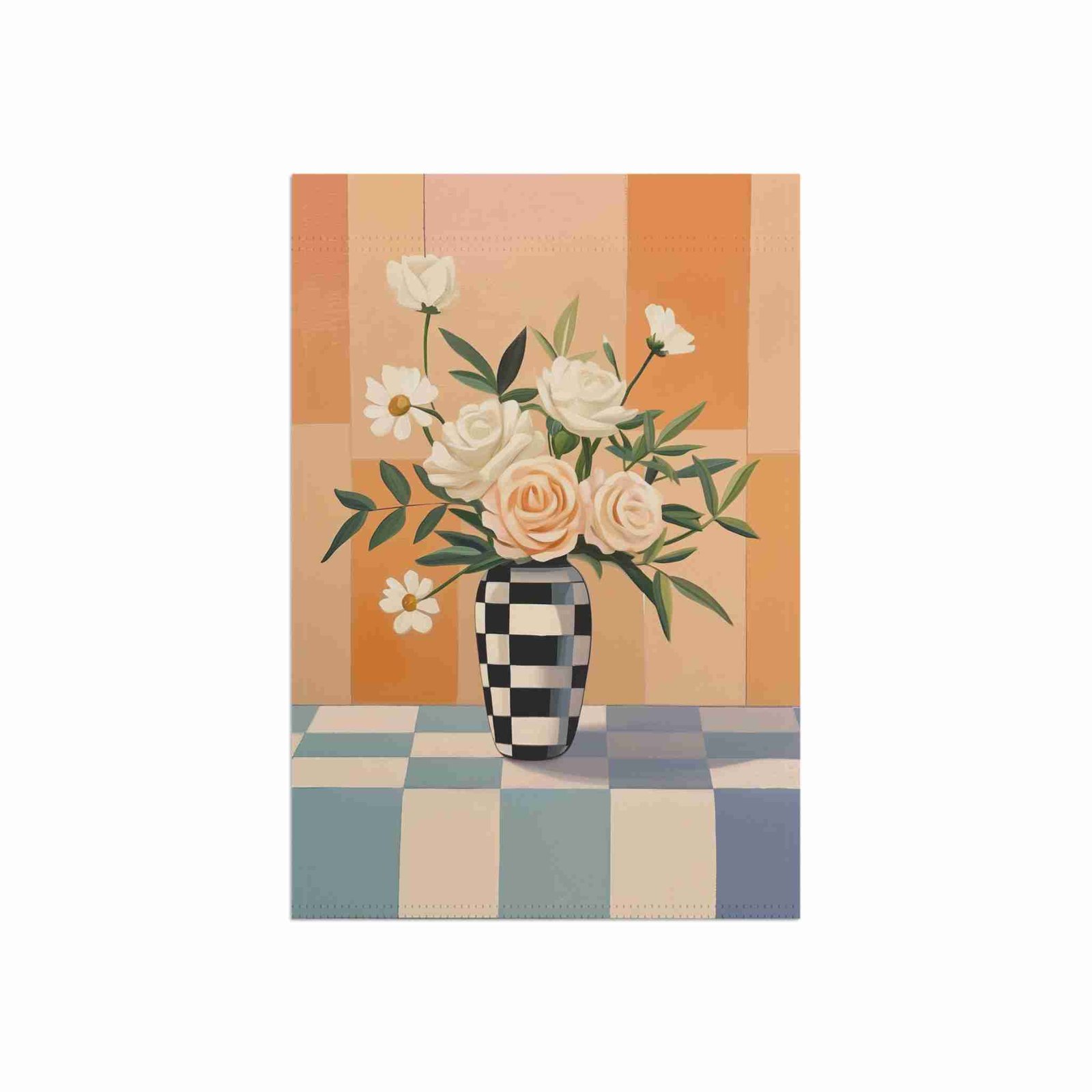 Abstract Checkered Vase Flower Garden Flag - Image 3