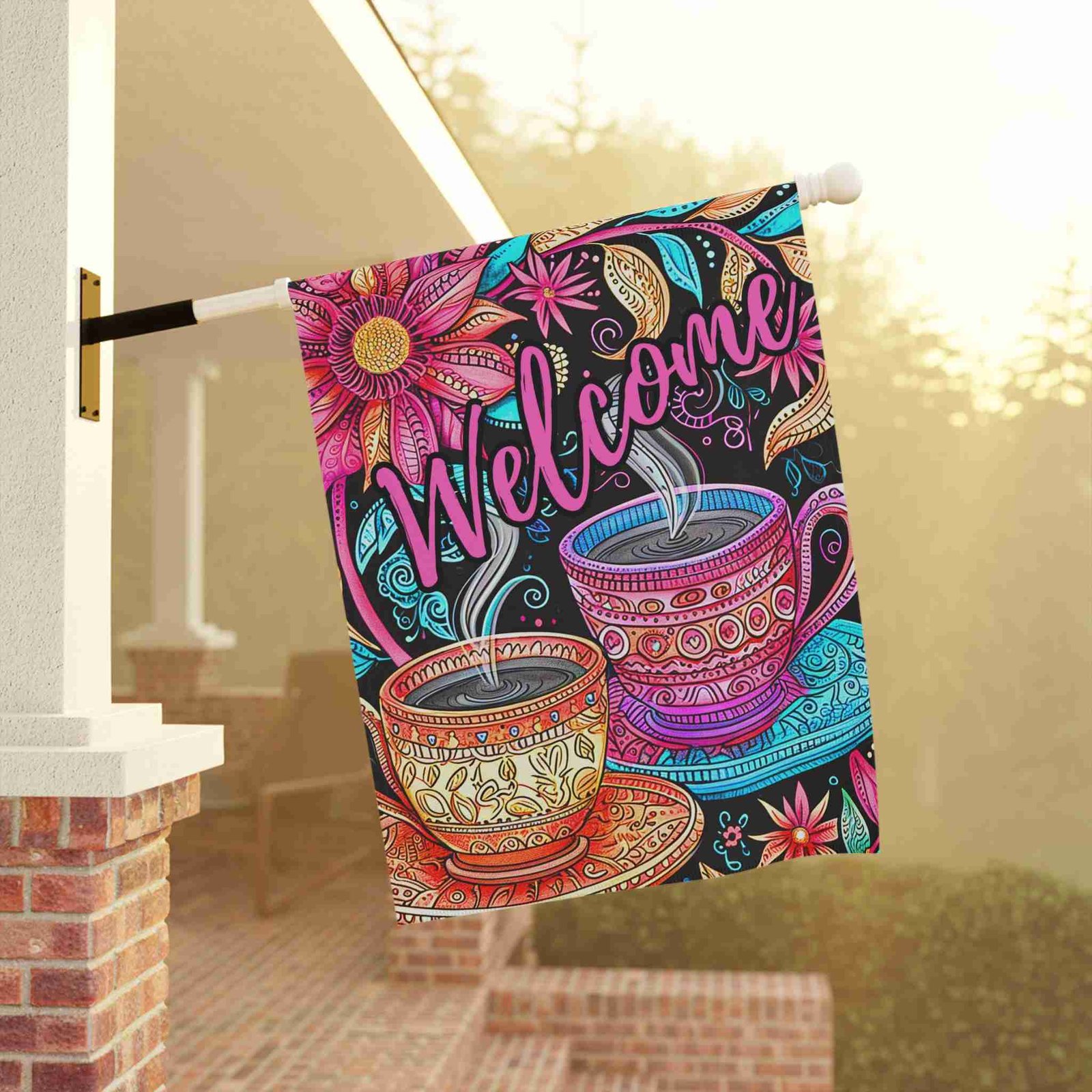 Colorful Coffee Welcome Garden Flag - Image 8