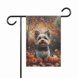 Autumn Yorkshire Terrier Garden Flag