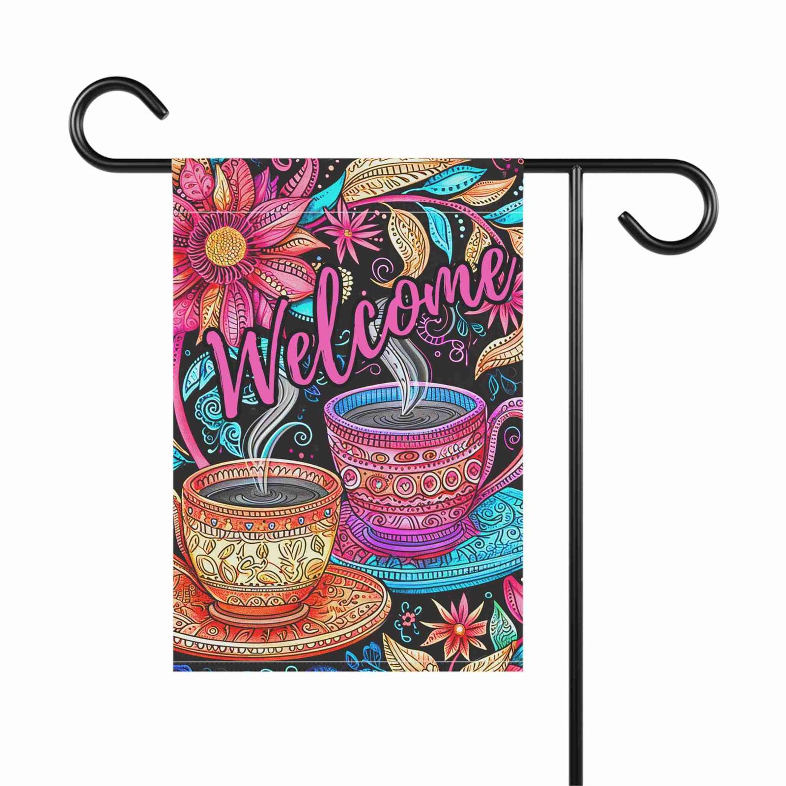 Colorful Coffee Welcome Garden Flag - Image 2