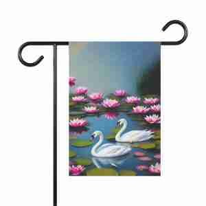 Lotus Flower Swan Garden Flag