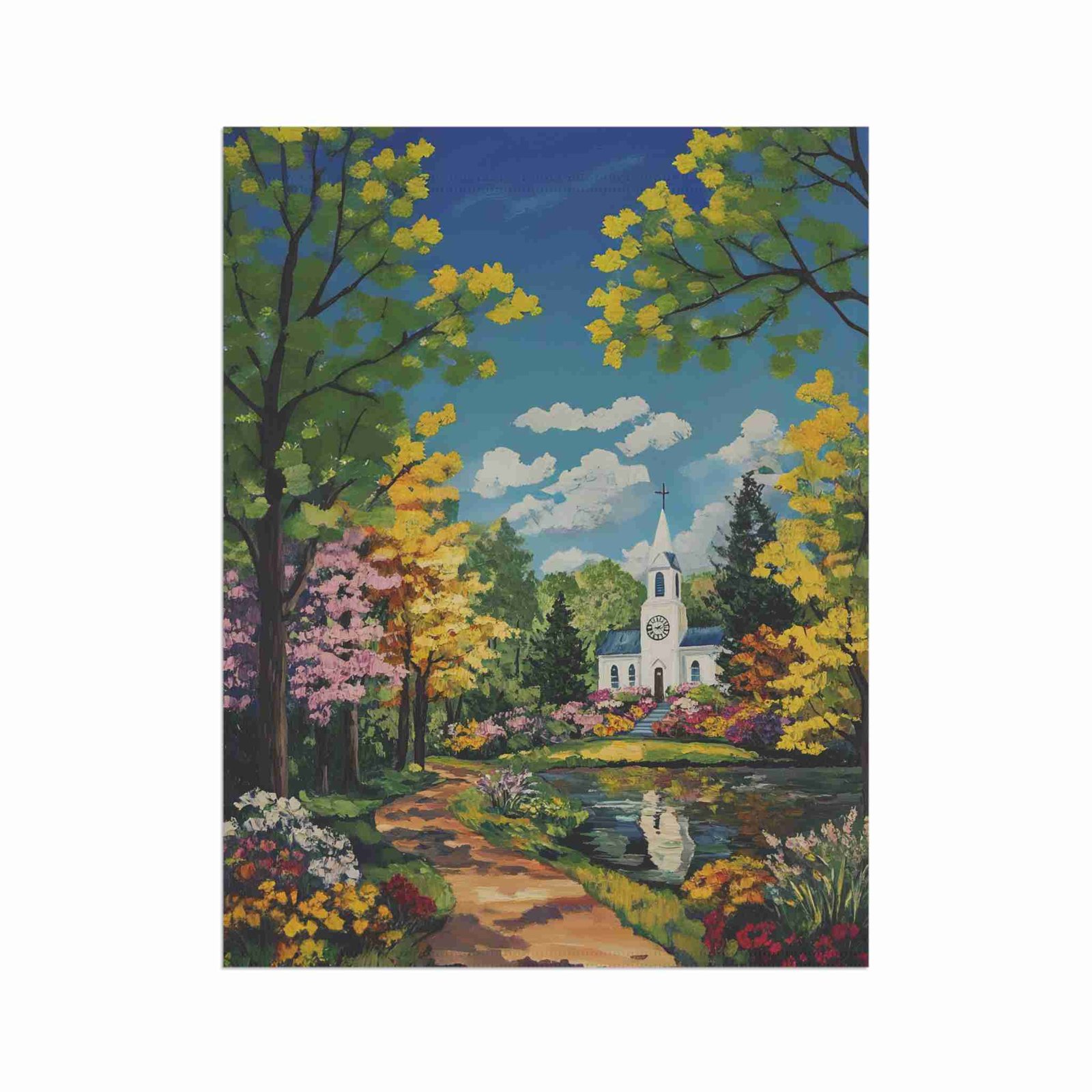 Bright Flower and White Church Garden Flag - Image 8