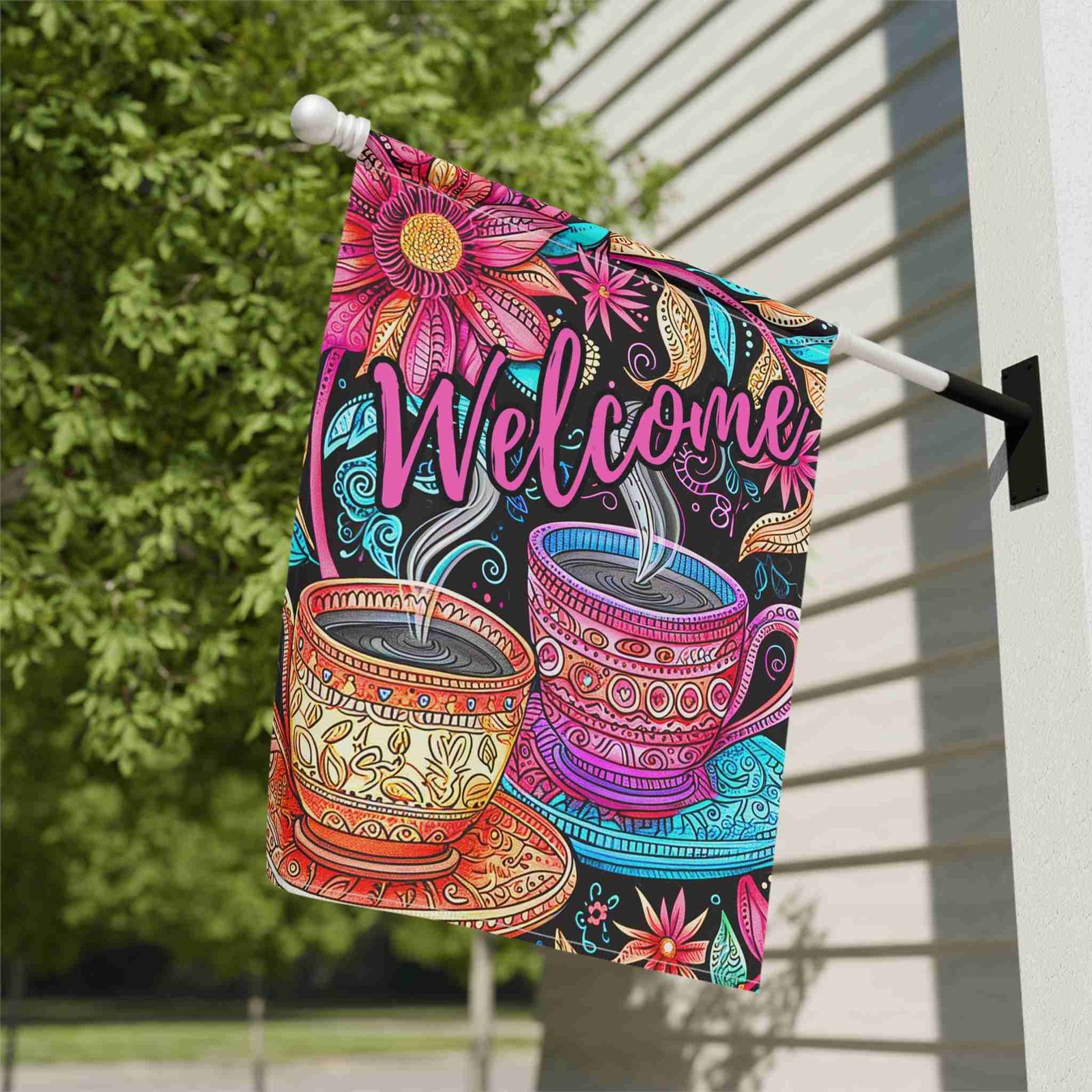 Colorful Coffee Welcome Garden Flag - Image 9