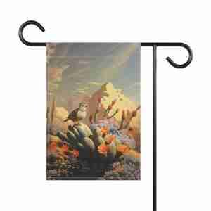Bird on a Cactus Garden Flag