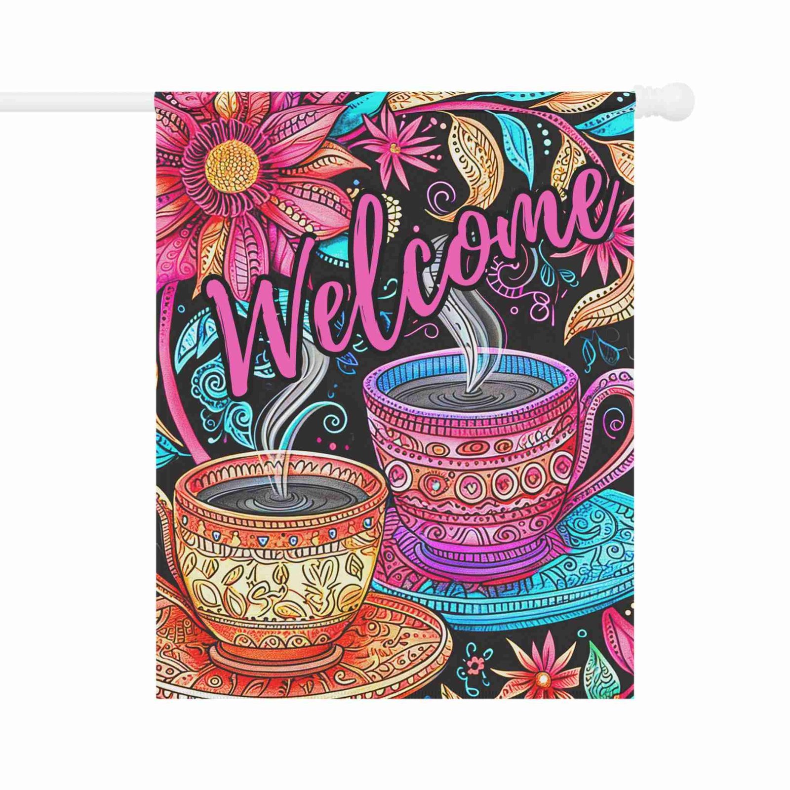 Colorful Coffee Welcome Garden Flag - Image 5
