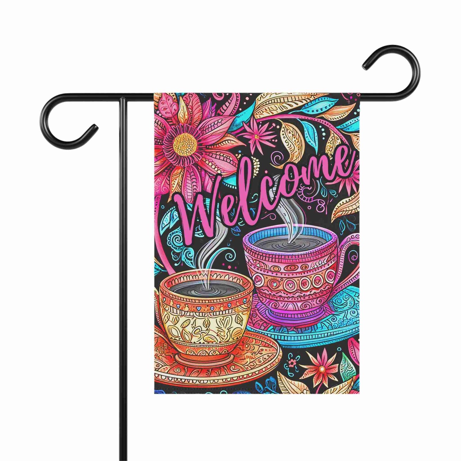 Colorful Coffee Welcome Garden Flag