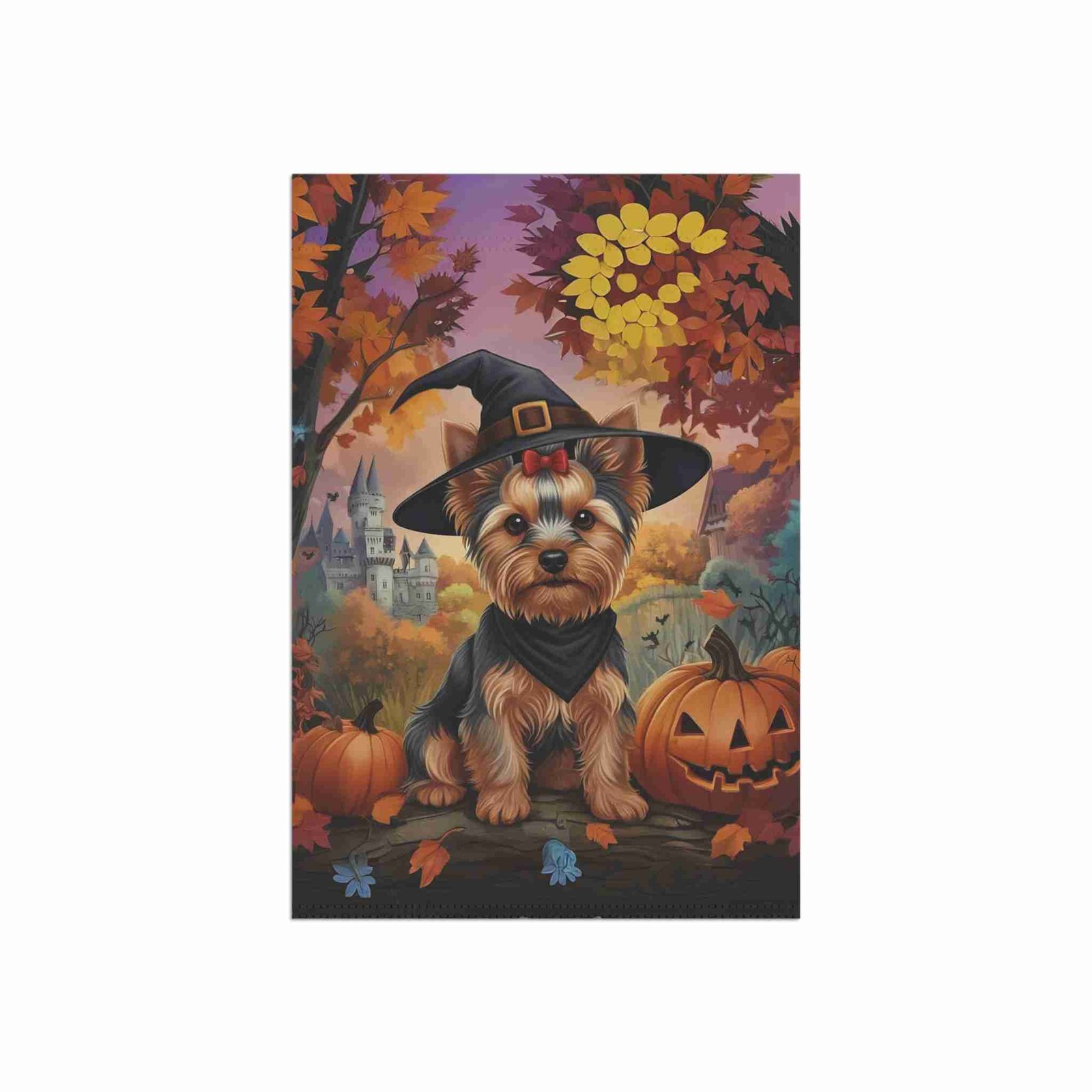 Yorkshire Terrier Halloween Pumpkin Garden Flag - Image 3