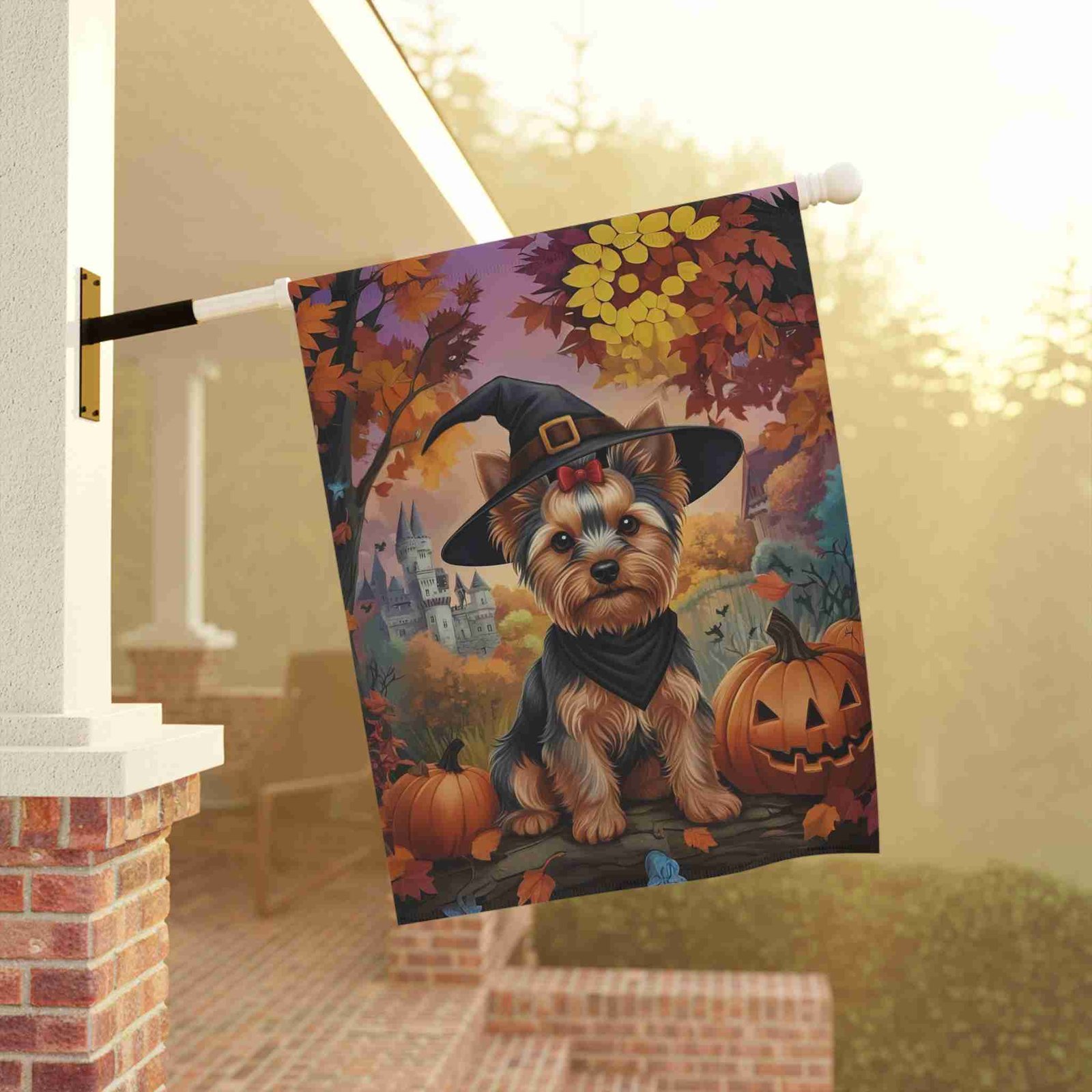 Yorkshire Terrier Halloween Pumpkin Garden Flag - Image 9