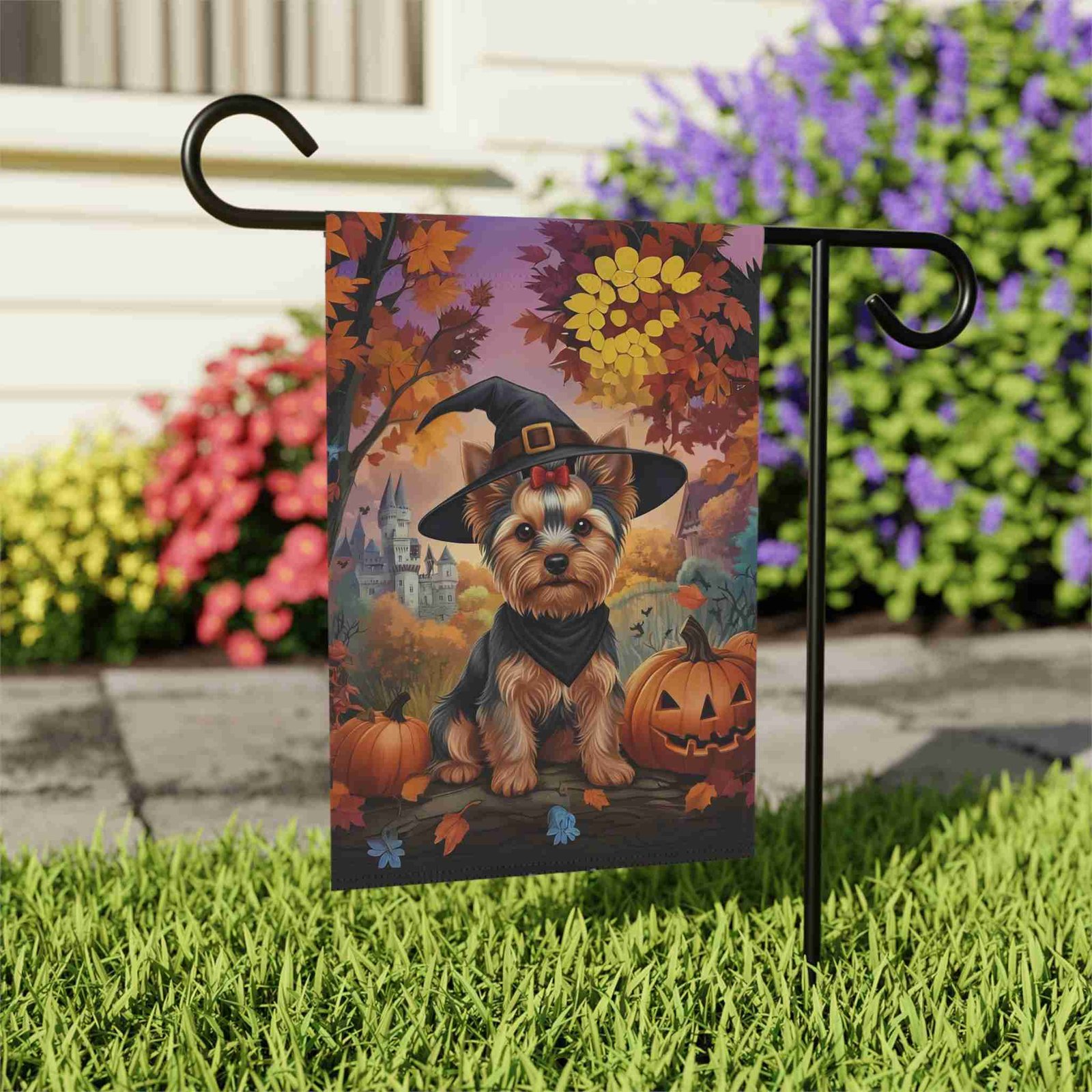 Yorkshire Terrier Halloween Pumpkin Garden Flag - Image 5