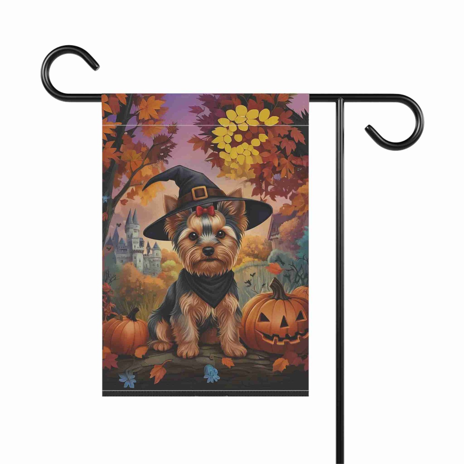 Yorkshire Terrier Halloween Pumpkin Garden Flag - Image 2