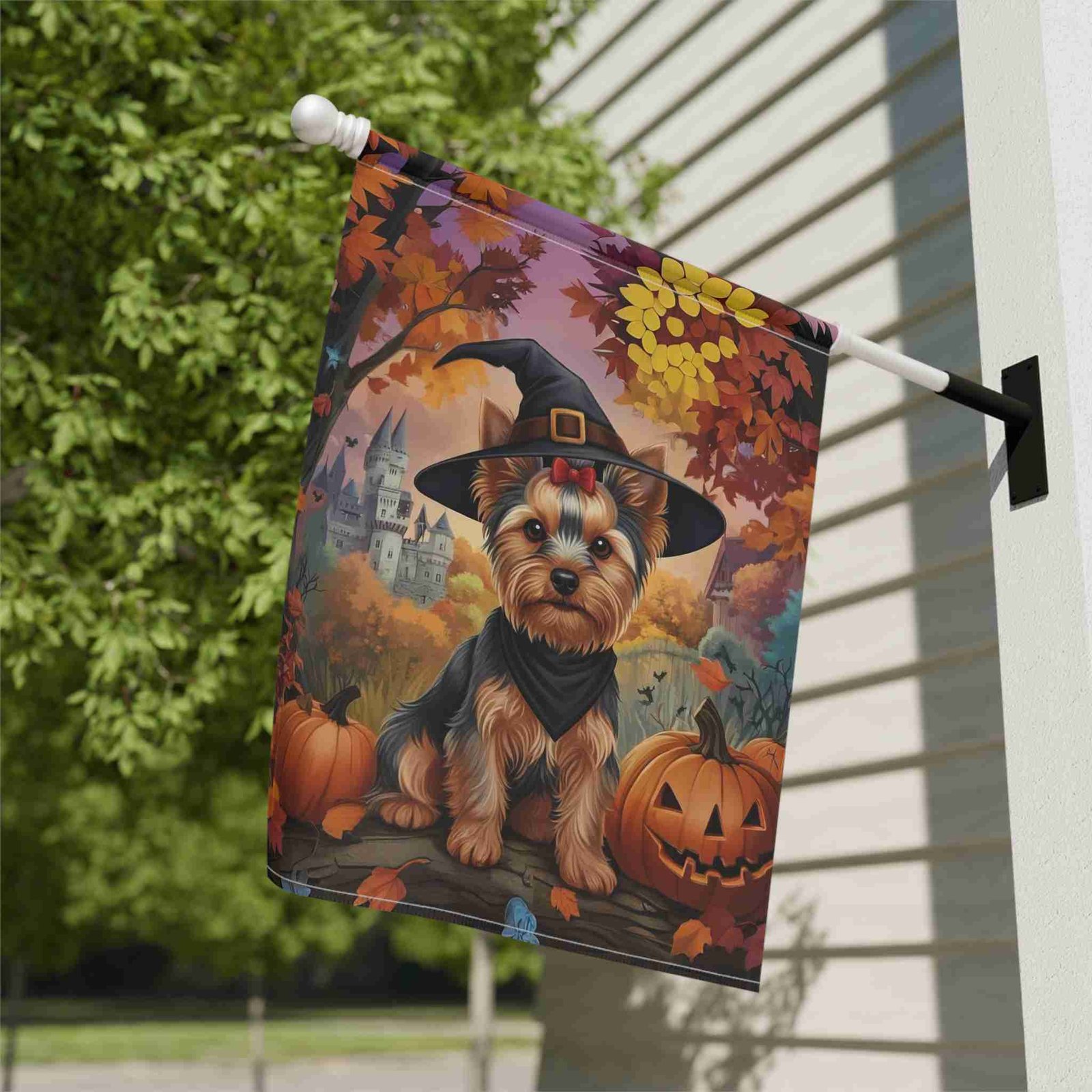Yorkshire Terrier Halloween Pumpkin Garden Flag - Image 10