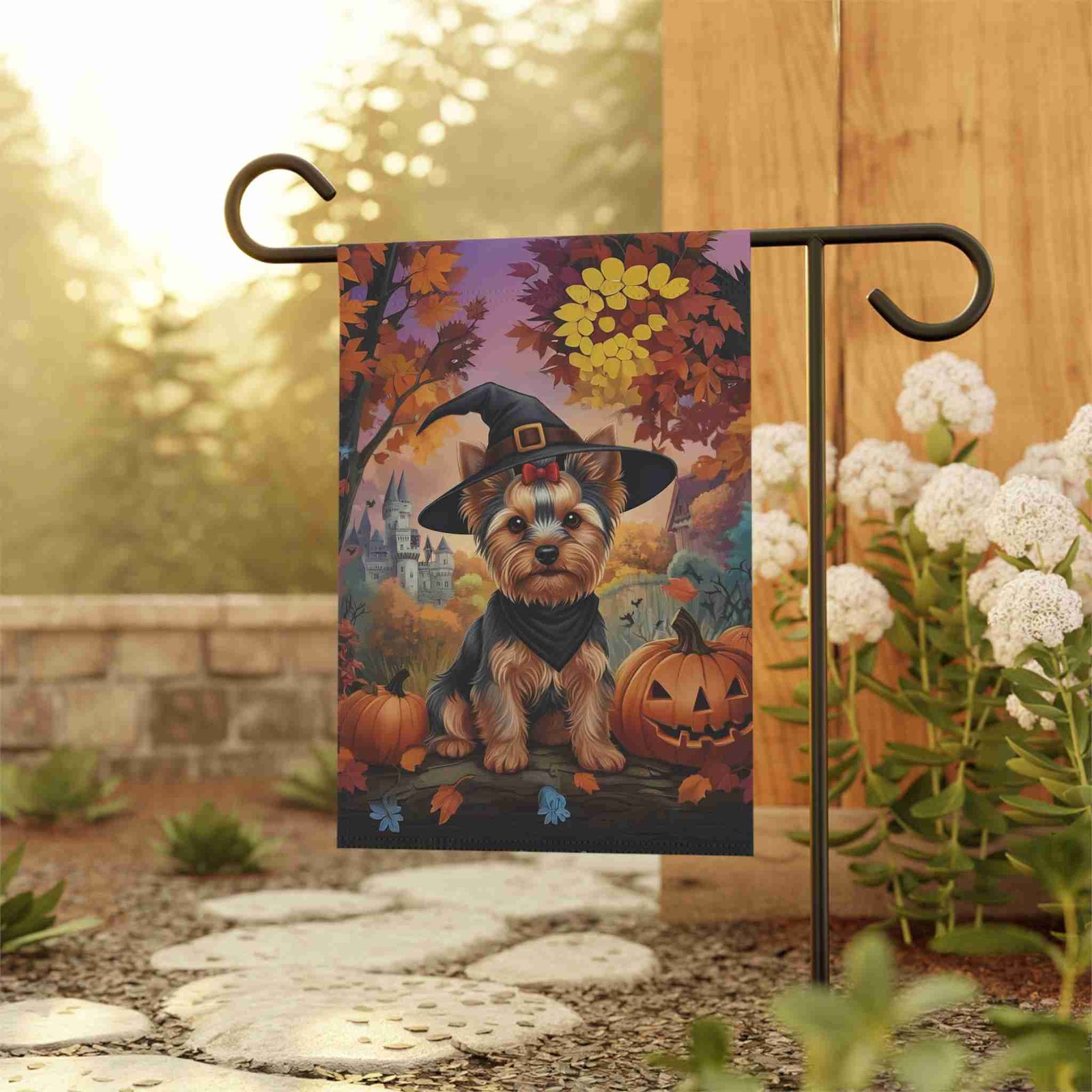 Yorkshire Terrier Halloween Pumpkin Garden Flag - Image 4