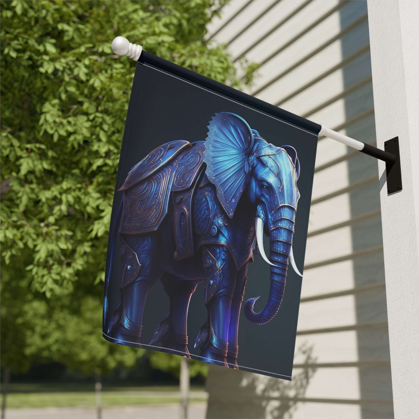 Blue Armor Elephant Garden Flag - Image 8