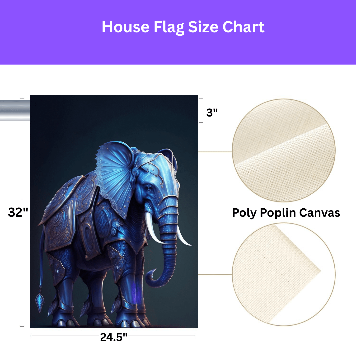 Blue Armor Elephant Garden Flag - Image 3