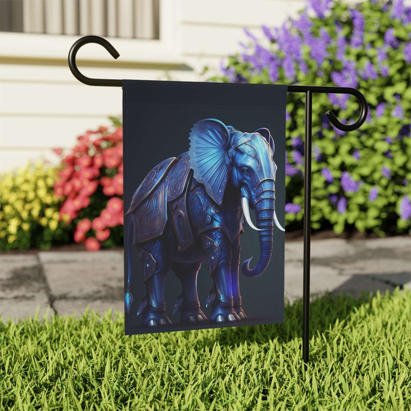 Blue Armor Elephant Garden Flag - Image 7