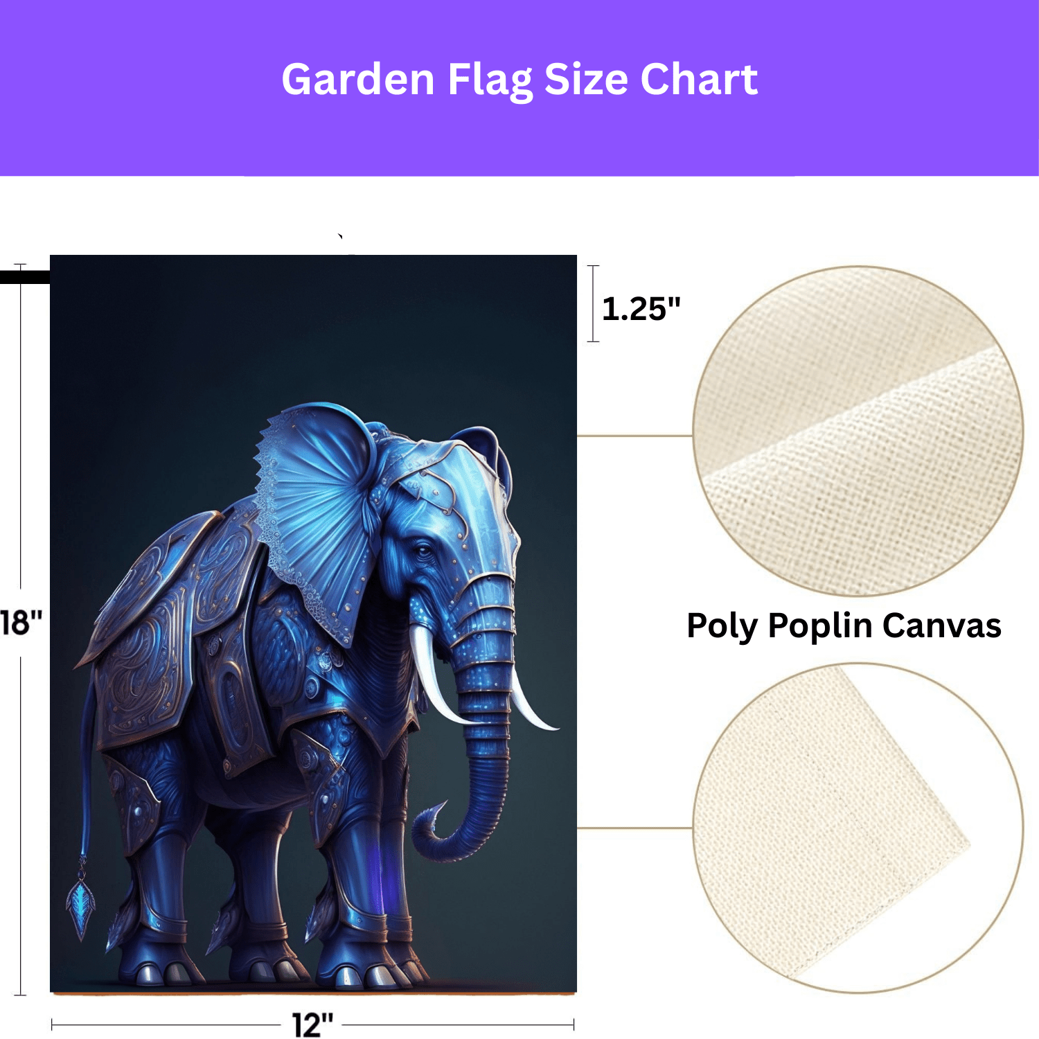 Blue Armor Elephant Garden Flag - Image 4