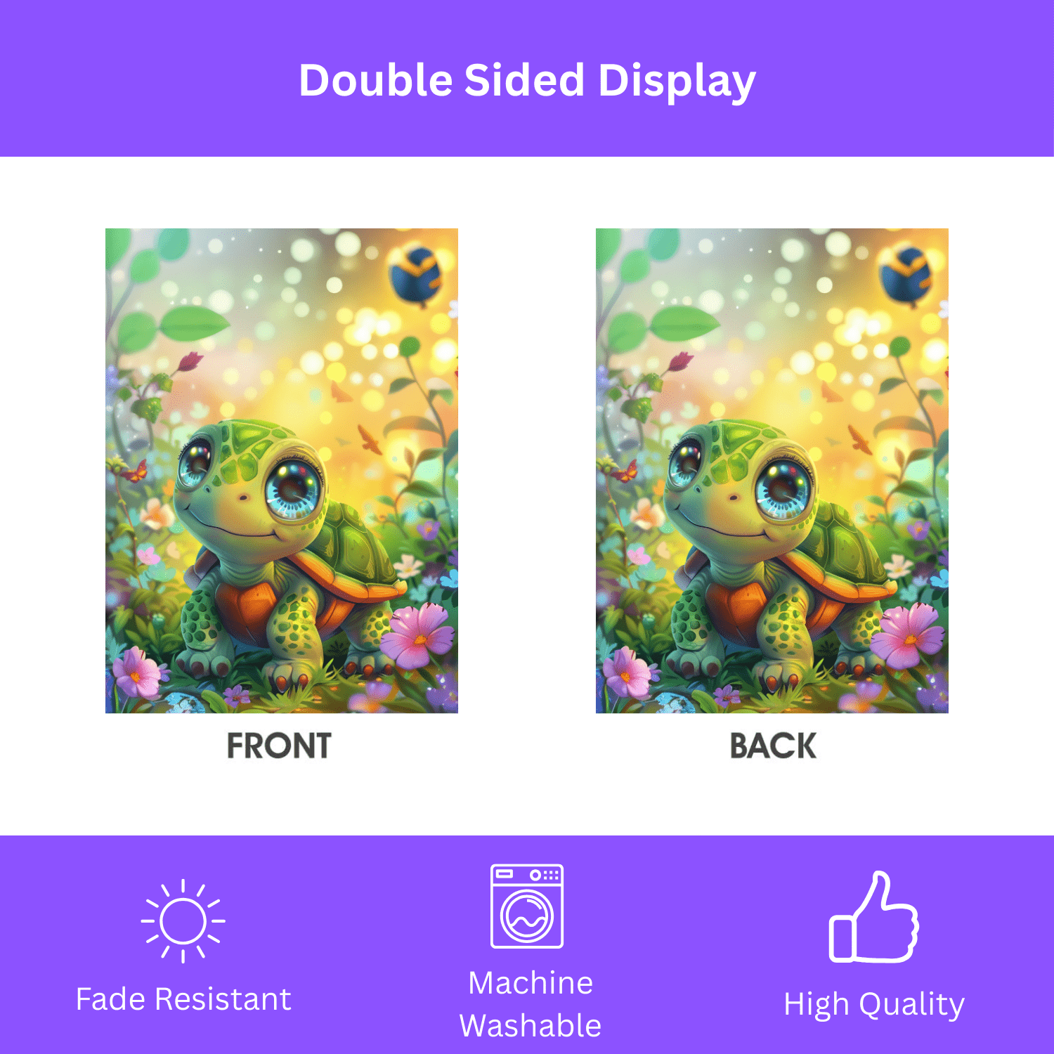 Whimsical Turtle Garden Flag - Image 2