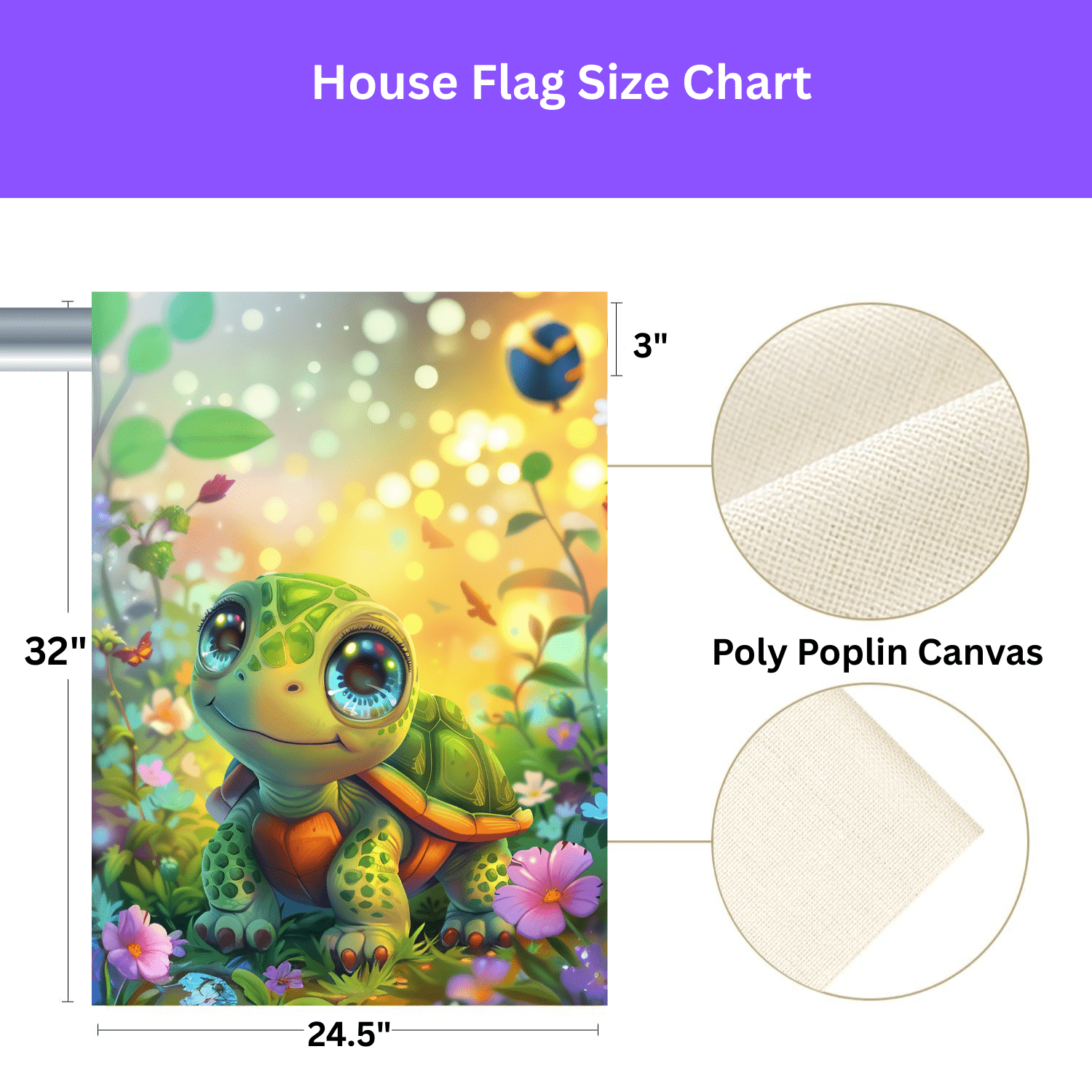 Whimsical Turtle Garden Flag - Image 4