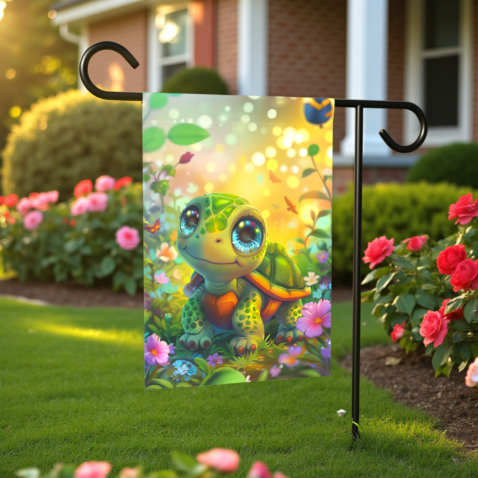 Whimsical Turtle Garden Flag