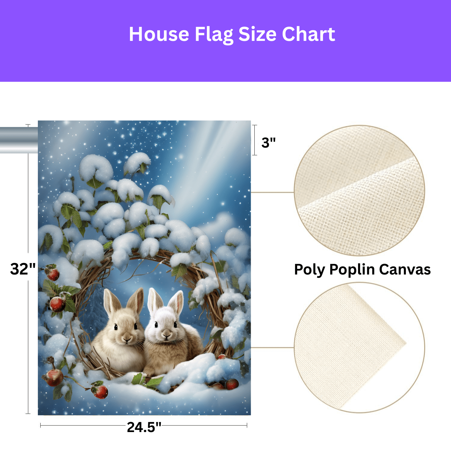 Branch Wreath Rabbit Winter Garden Flag - Image 5