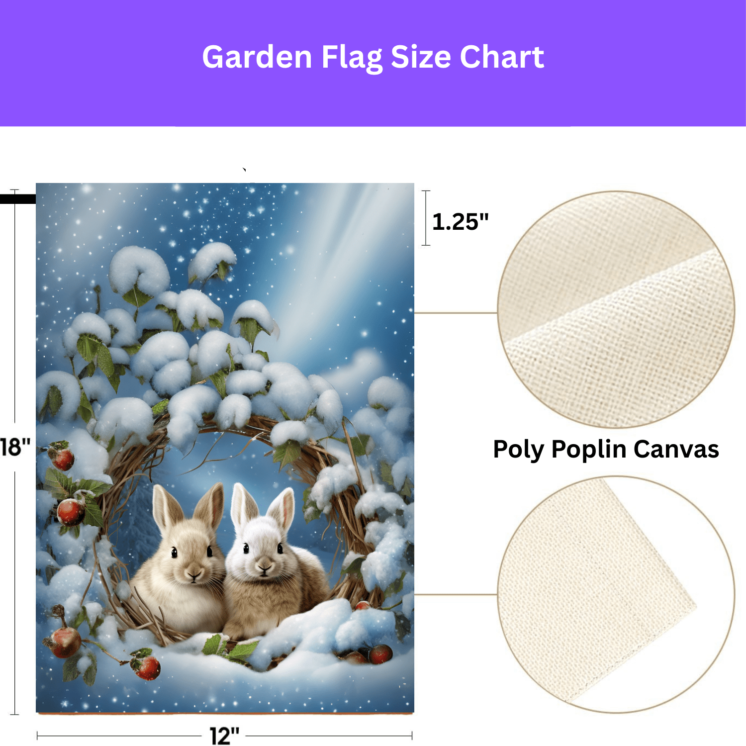 Branch Wreath Rabbit Winter Garden Flag - Image 3