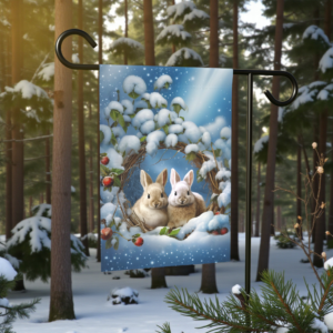 Branch Wreath Rabbit Winter Garden Flag