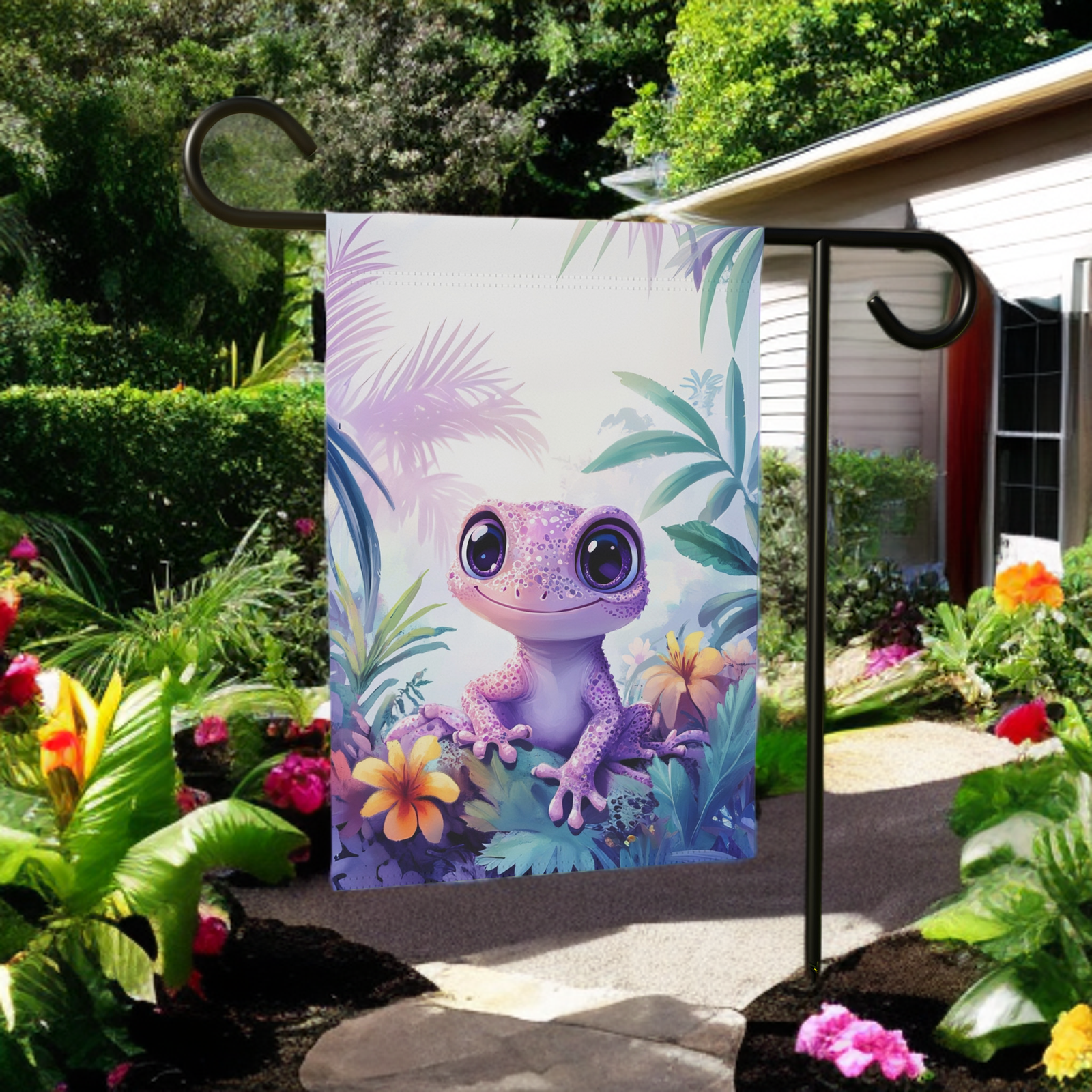 Pink Gecko Garden Flag - Image 5