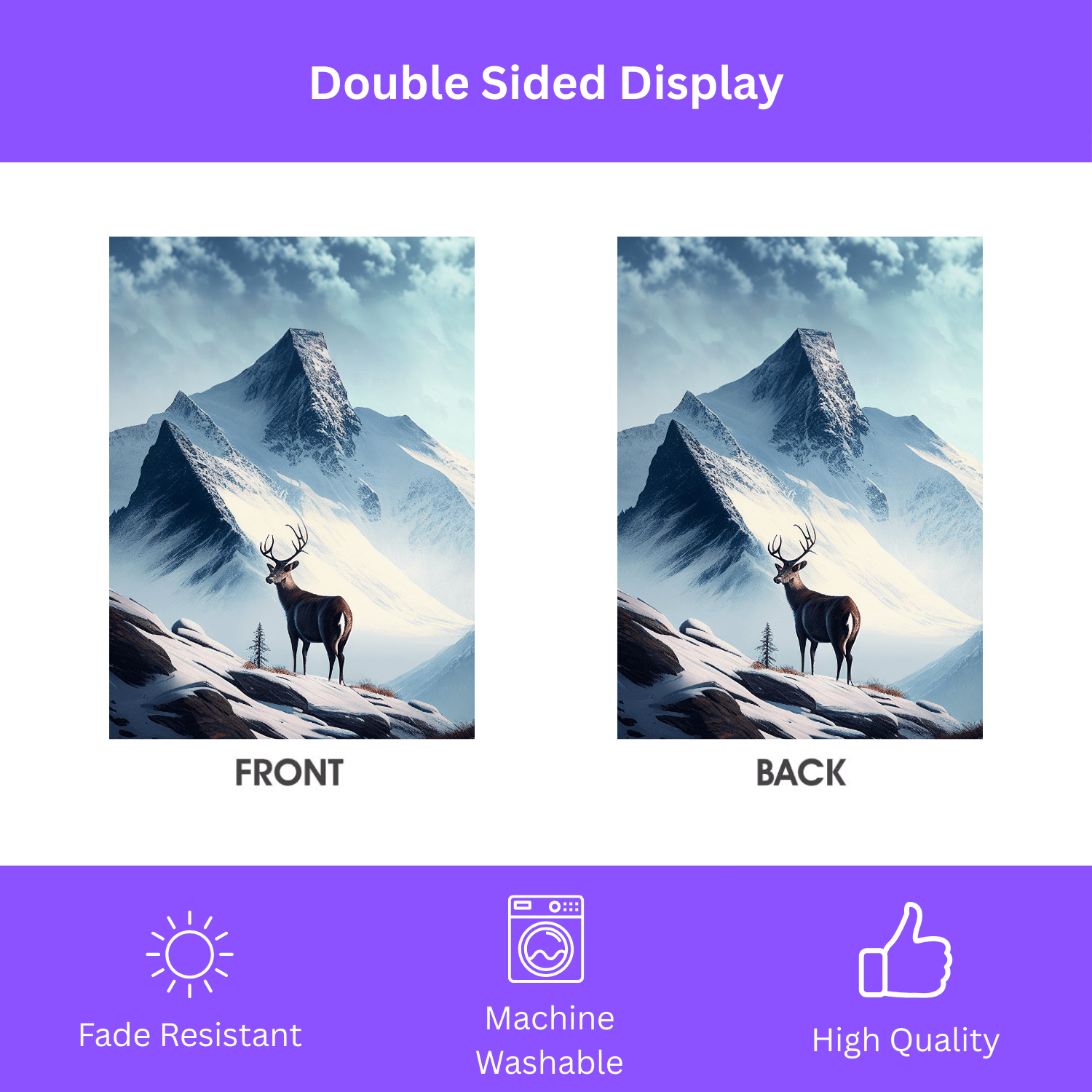 Deer and Snowy Mountain Garden Flag - Image 2